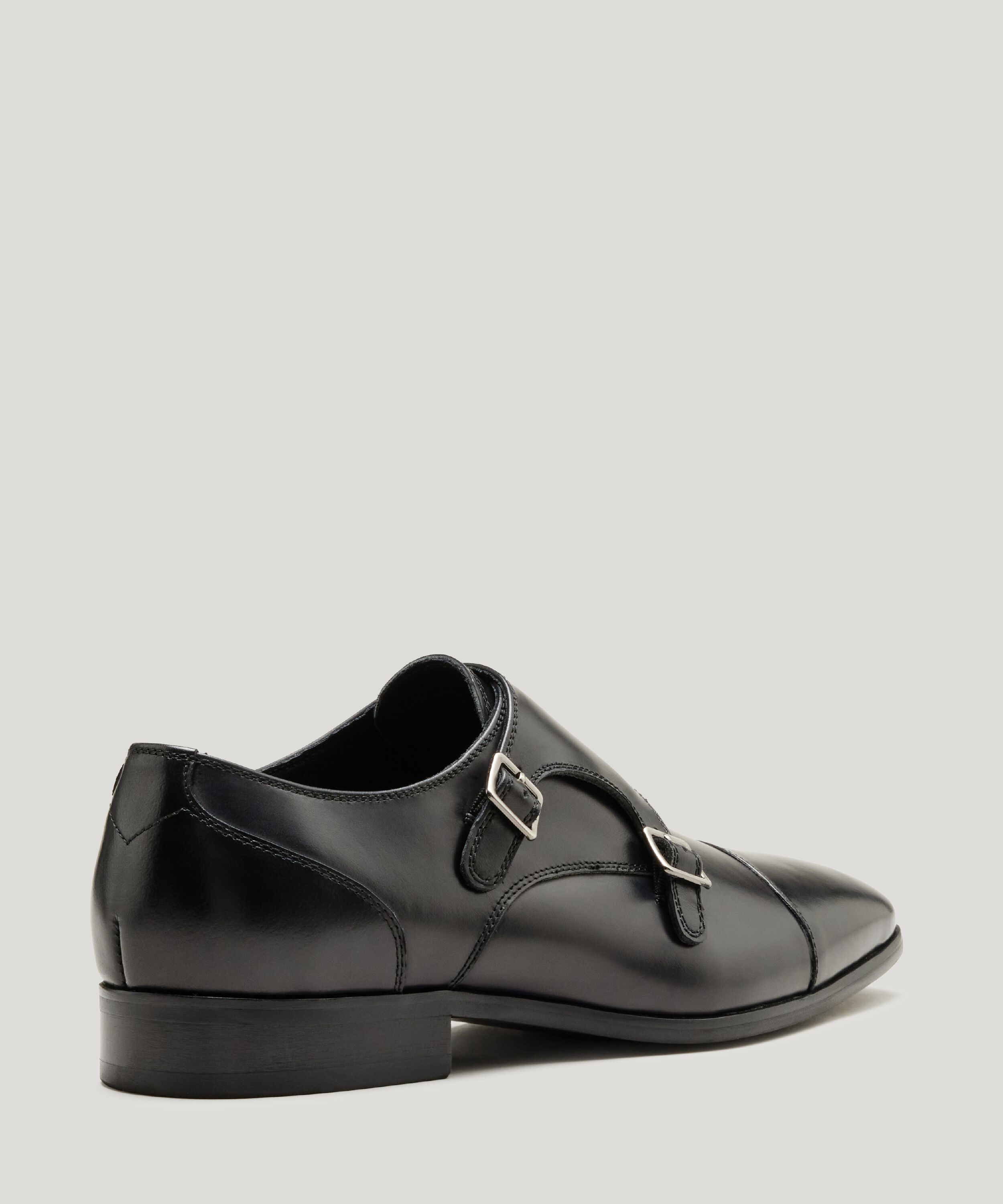 Double Monk Strap Leather Dress Shoe Black Shoes Politix